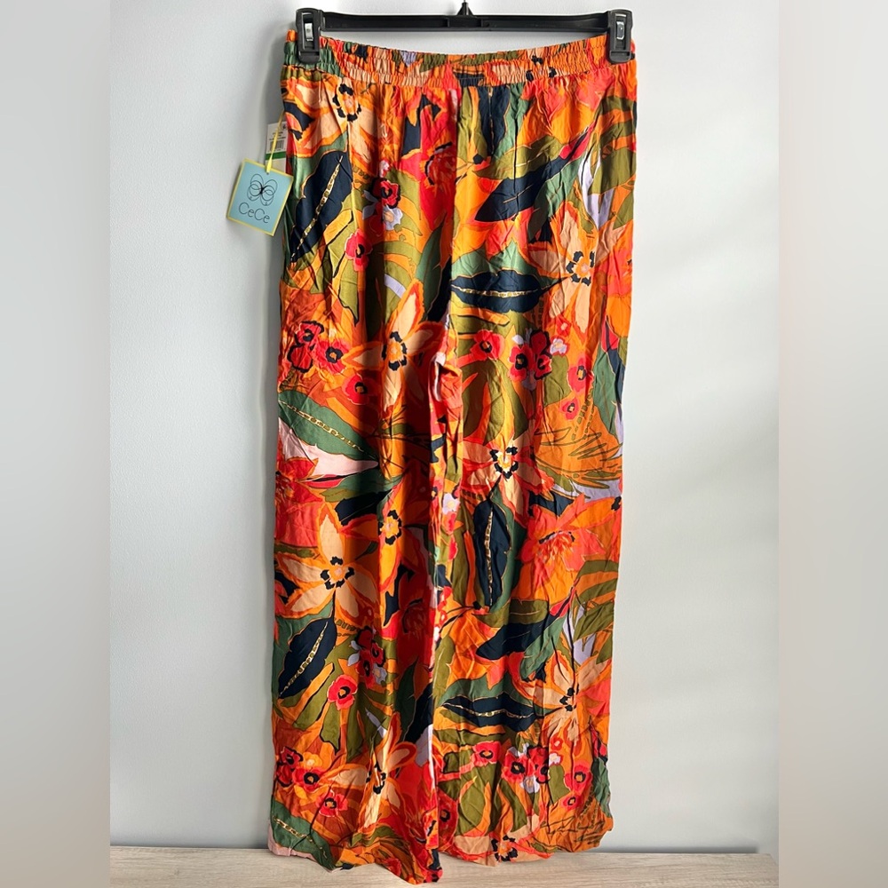 CeCe Women's Floral Wide Leg Drawstring Pant - Large - Picture 5 of 8